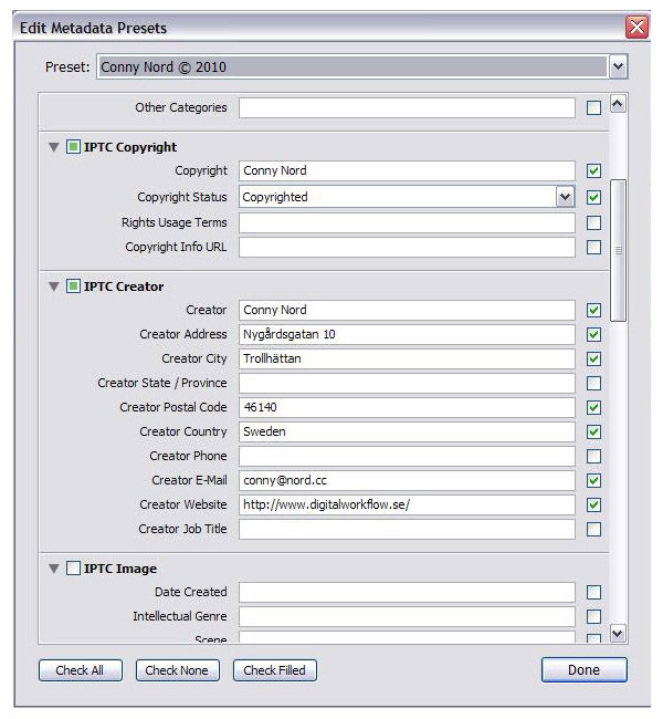 Edit Metadata Preset